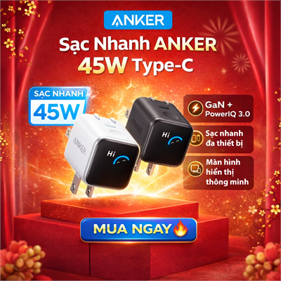 Sạc nhanh Type-C IQ3 45W Anker Nano A121D